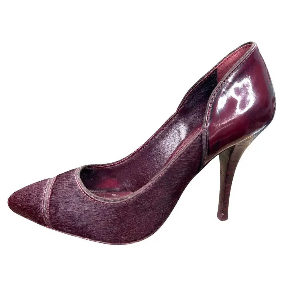 Tory Burch Women’s Bernice Oxblood Calf Hair Heels Size US 7